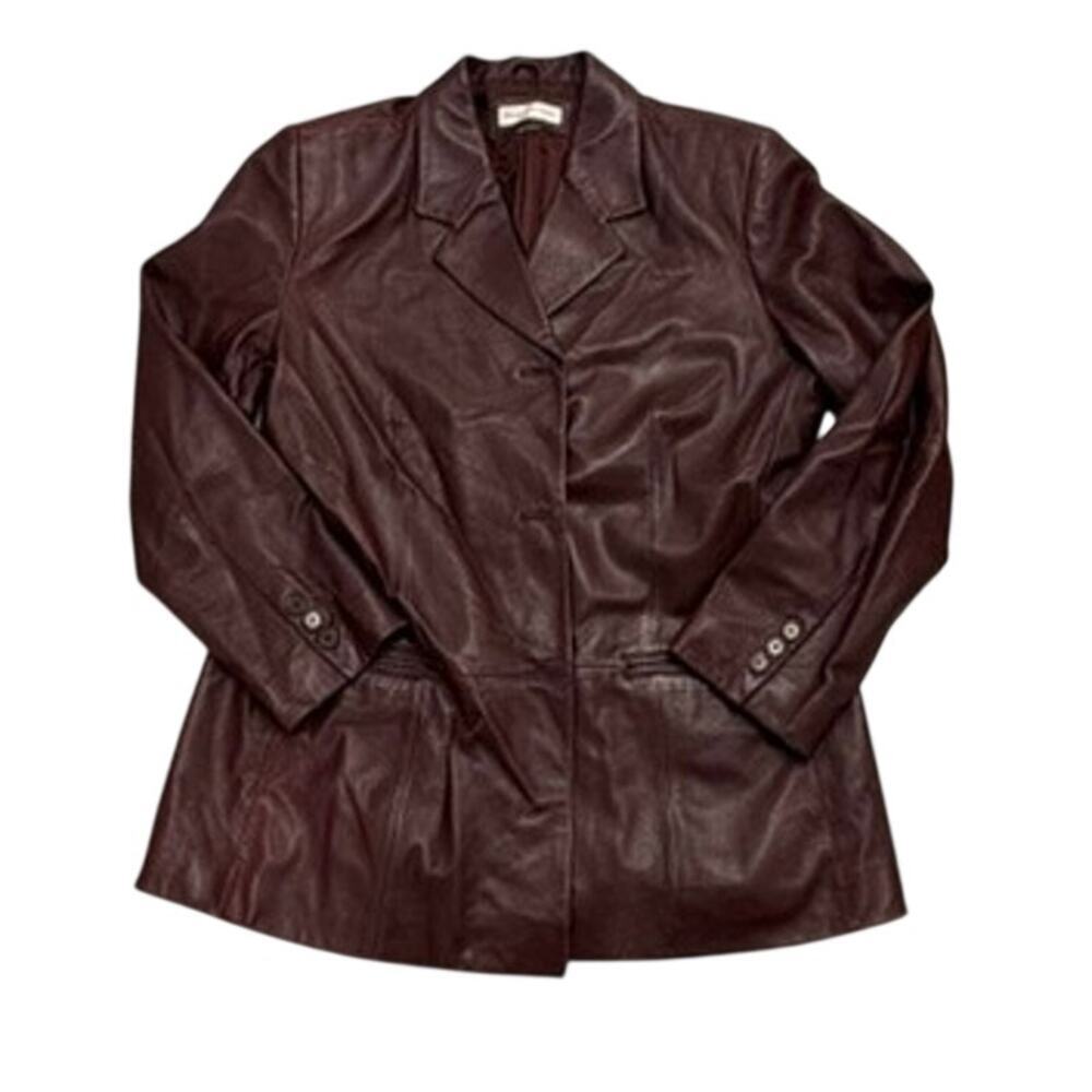 Vintage Oxblood Burgundy Leather Blazer Jacket Notch